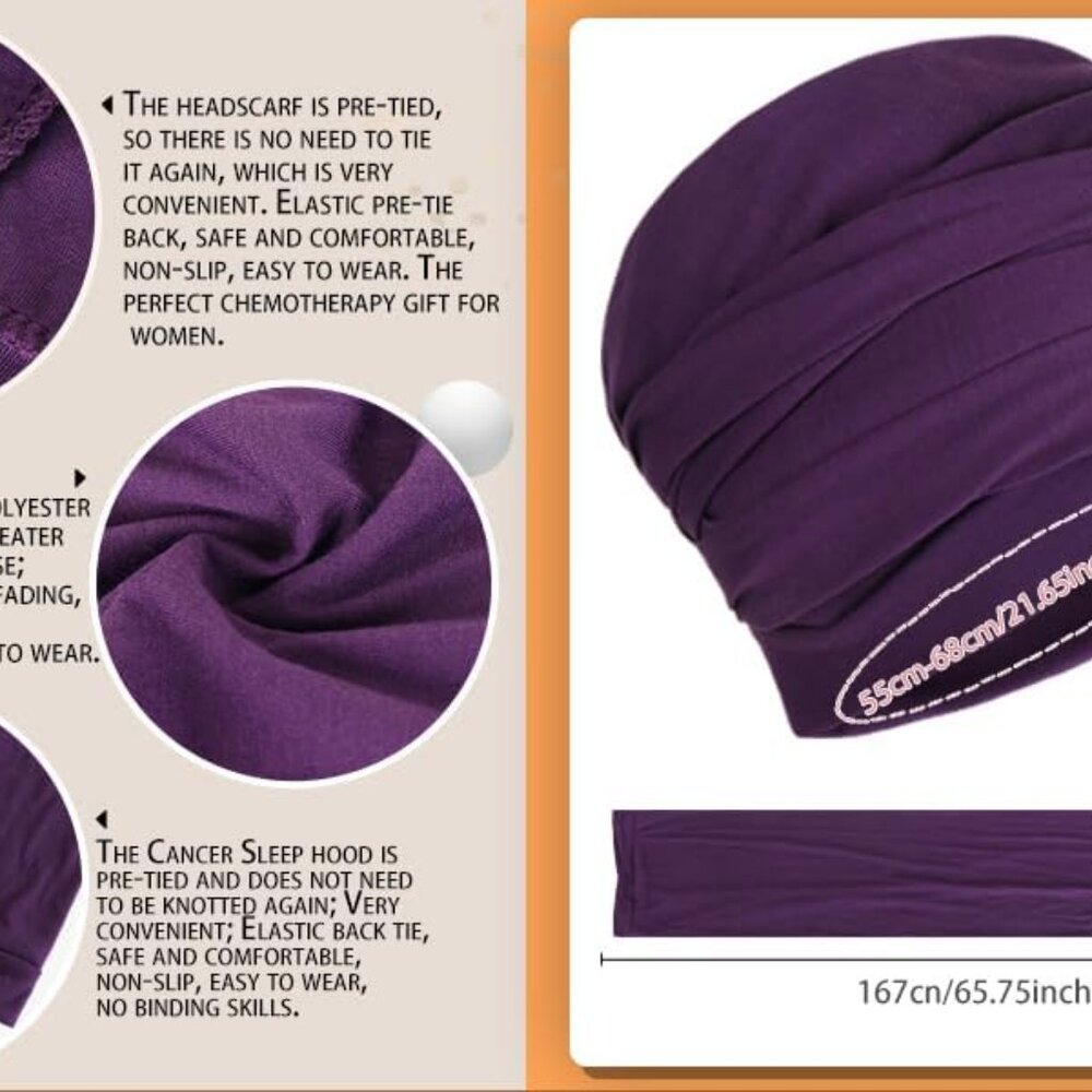 African Turban Head Wraps For Women - Pre Tied Soft Long Headscarf Shawl Hair Ch View 4